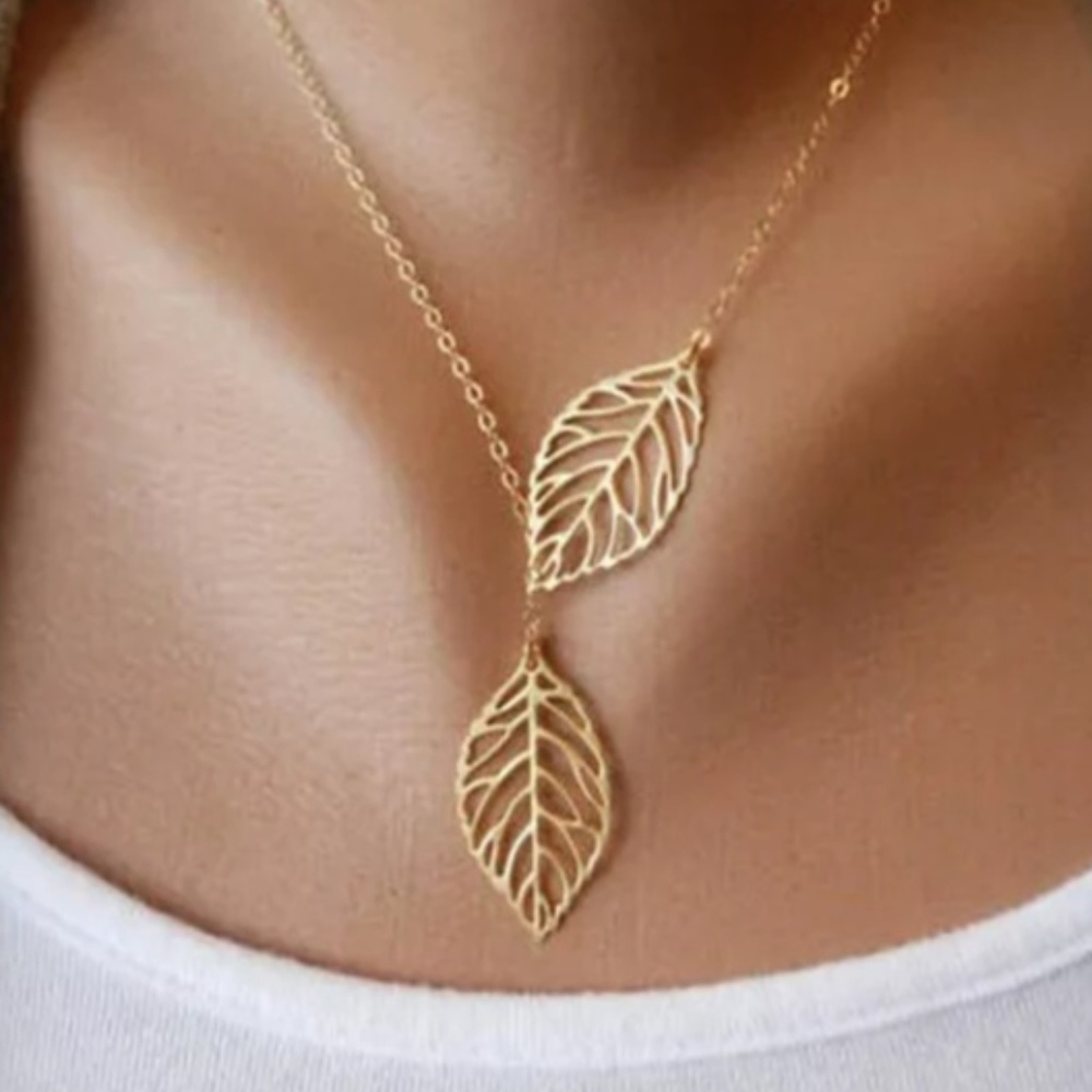 Gold Leaf Statement Double Necklaces NEW